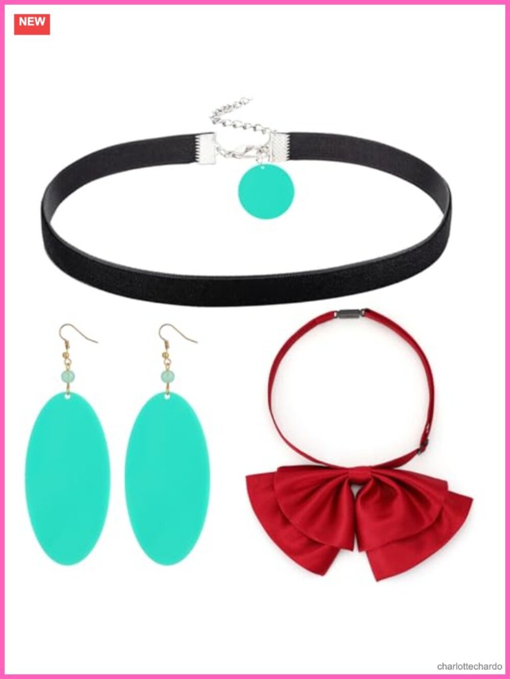 3pc Ayase Cosplay Set Earrings Choker Bow Tie Halloween Costume Accessory